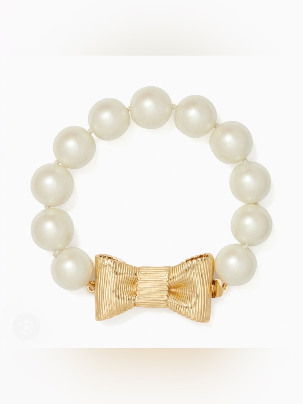 Kate Spade All Wrapped Up Pearl Bracelet with Gold Bow Clasp